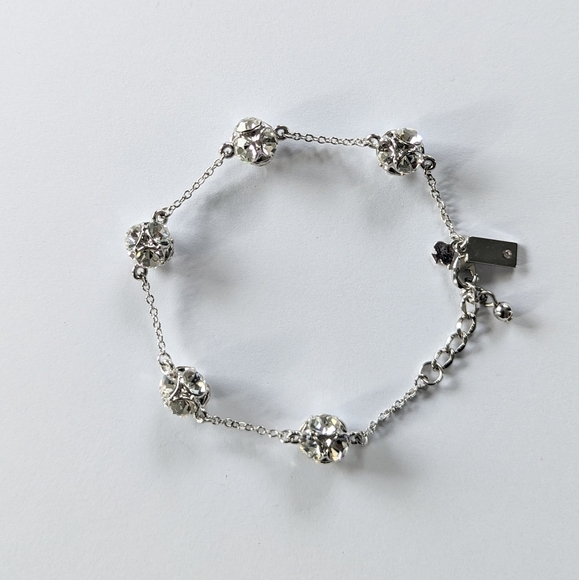 Kate Spade Silver, Clear Crystal Ball Cluster Lady Marmalade Chain Bracelet - Picture 3 of 9